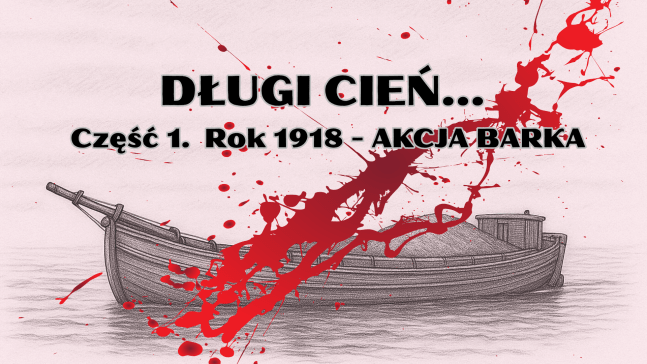 Rysunek szkuty na wodzie, zbryzgany krwią